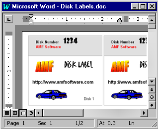 3.5 Inch Disk Label Creator for Word Screenshot
