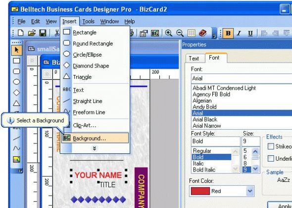Belltech Business Card Designer Pro Screenshot