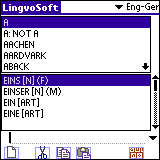 LingvoSoft Dictionary English <-> German for Palm OS Screenshot
