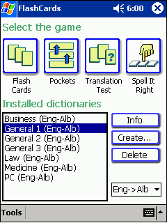 LingvoSoft FlashCards English <-> Albanian for Pocket PC Screenshot