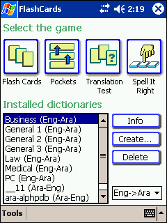 LingvoSoft FlashCards English <-> Arabic for Pocket PC Screenshot