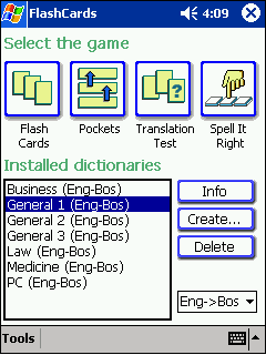 LingvoSoft FlashCards English <-> Bosnian for Pocket PC Screenshot