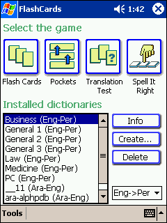LingvoSoft FlashCards English <-> Farsi for Pocket PC Screenshot