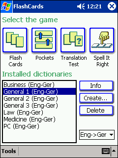 LingvoSoft FlashCards English <-> German for Pocket PC Screenshot