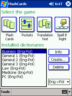 LingvoSoft FlashCards English <-> Polish for Pocket PC Screenshot