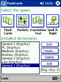 LingvoSoft FlashCards English <-> Russian for Pocket PC Screenshot