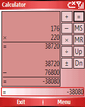 Orneta Calculator for Windows Mobile 5.0 Smartphone Screenshot