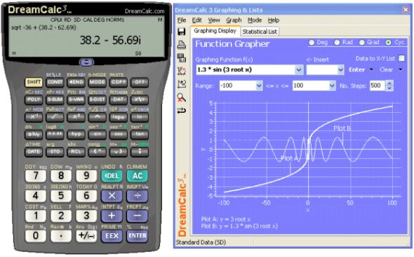 DreamCalc Graphing Calculator Screenshot