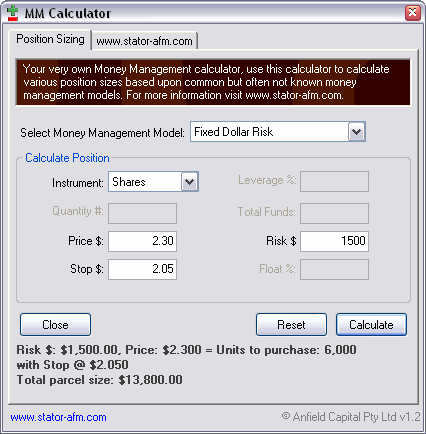MM Calculator Screenshot