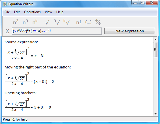 Equation Wizard Screenshot