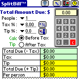 SplitBill (For PalmOS) Screenshot