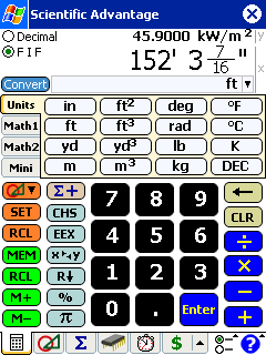 Scientific Advantage Calculator for Pocket PC Screenshot
