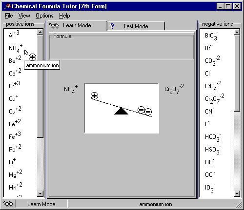 The Chemical Formula Tutor Screenshot