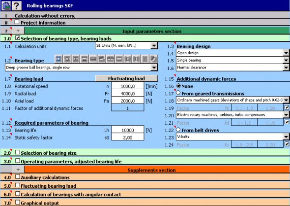 MITCalc - Rolling Bearings Calculation Screenshot