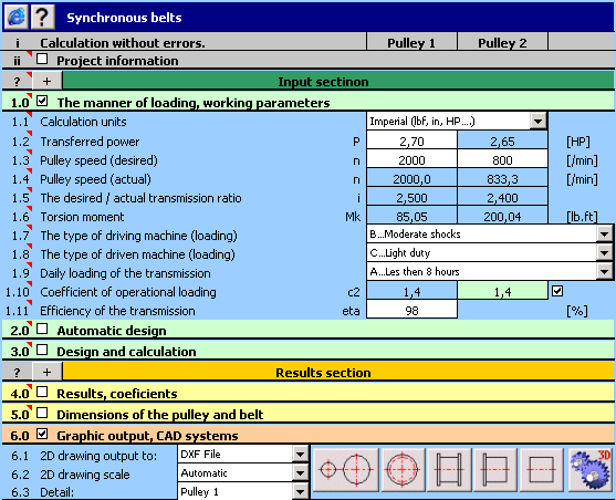 MITCalc: Timing Belts Calculation Screenshot
