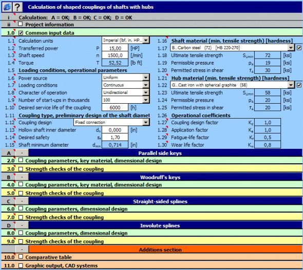 MITCalc: Shaft connection Screenshot