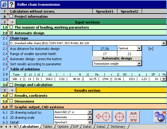 MITCalc: Roller Chains Calculation Screenshot
