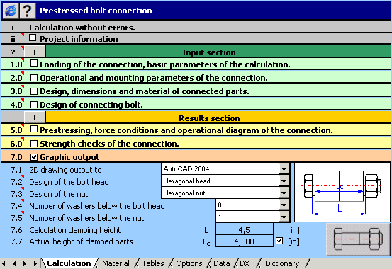 MITCalc: Bolted Connection Screenshot