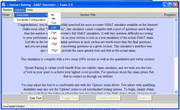 GMAT Exam Simulator Screenshot