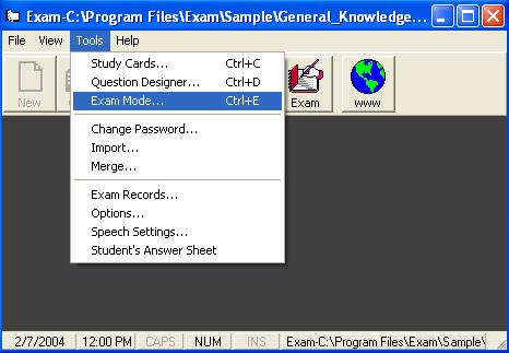 Exam Software Screenshot