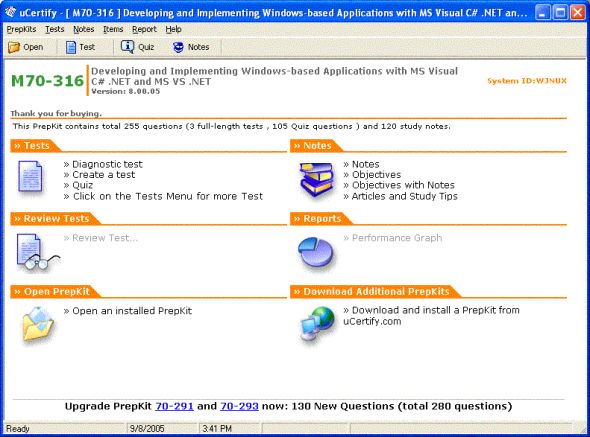 uCertify PrepKit for Microsoft Exam 70-316 Screenshot