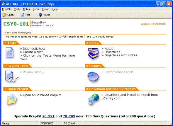 uCertify PrepKit for CompTIA Exam SY0-101 Screenshot