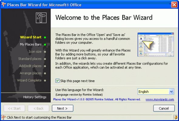 Places Bar Wizard for Office Screenshot