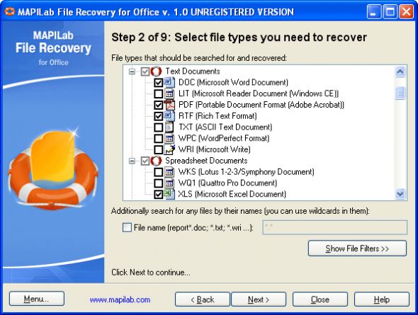 MAPILab File Recovery for Office Screenshot