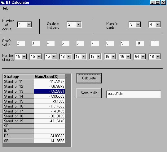 BlackJack Calculator for PPC Screenshot
