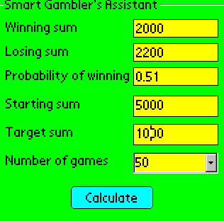 Smart Gambler's Calculator for Palm OS Screenshot