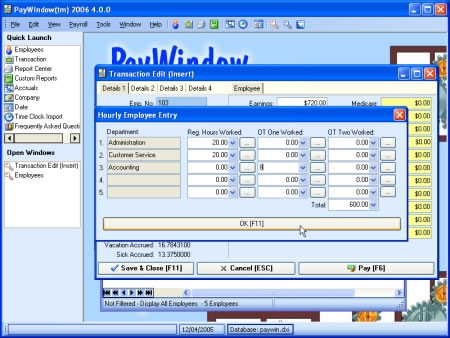 PayWindow Payroll System Screenshot