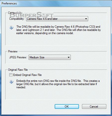 Adobe Digital Negative (DNG) Converter Screenshot
