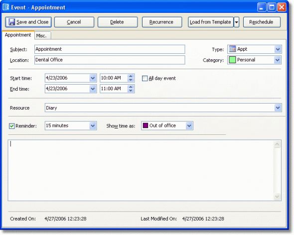 MultiCalendar Client/Server Edition Screenshot