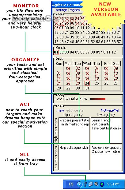 AgileEra Personal Motivation Calendar Screenshot