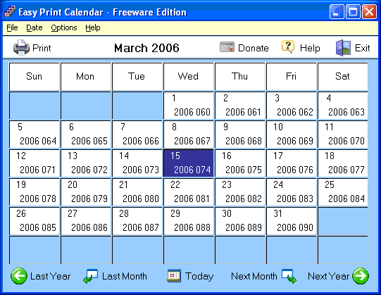 Easy Print Calendar Screenshot