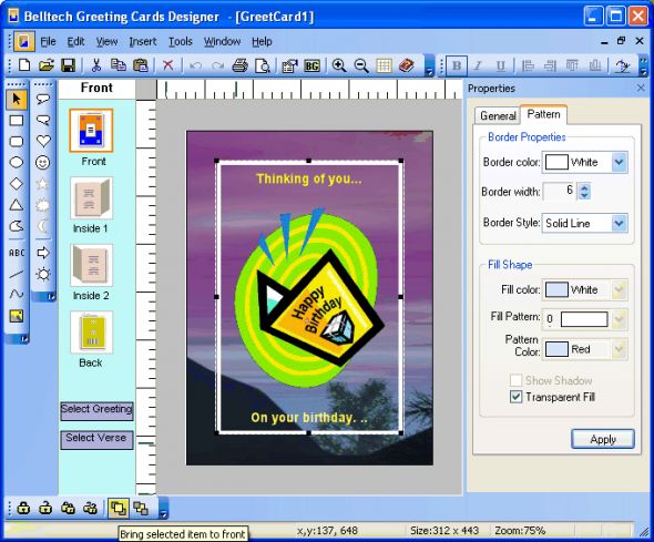 Belltech Greeting Card Designer Screenshot