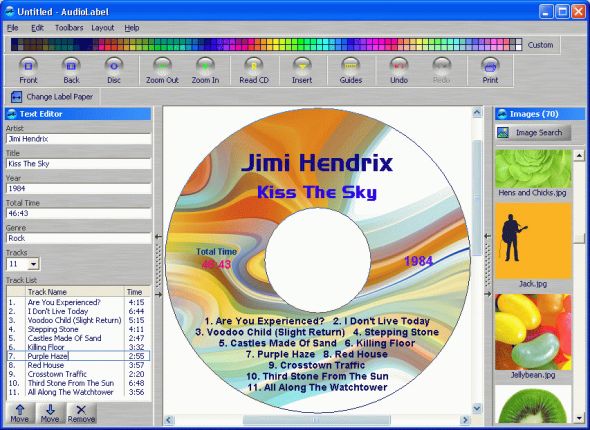 AudioLabel CD/DVD Labeler Screenshot