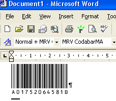 Morovia Codabar Barcode Fontware Screenshot