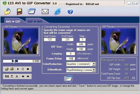 123 AVI to GIF Converter Screenshot