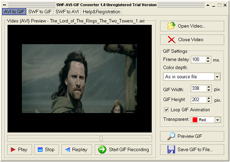SWF-AVI-GIF Converter Screenshot