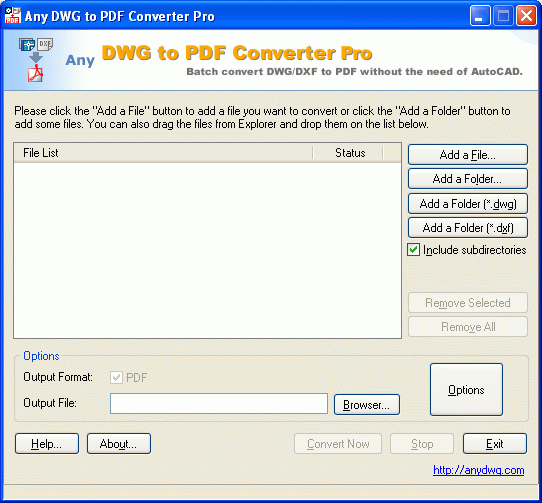 DWG to PDF Converter Pro Screenshot