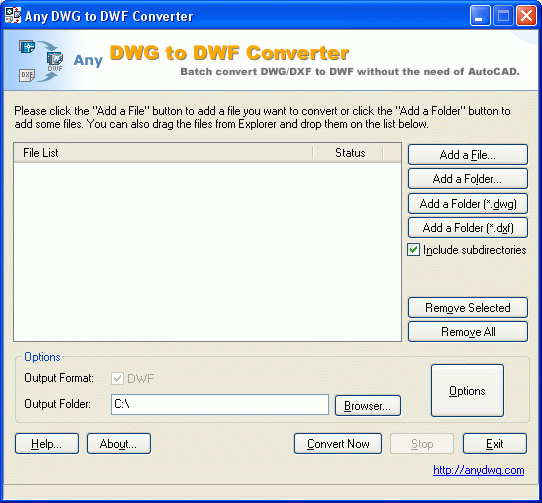 DWG to DWF Converter Screenshot