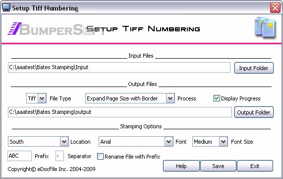 Tiff Numbering Screenshot