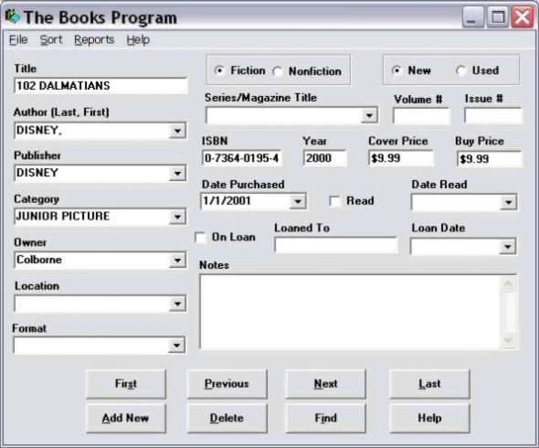 Books Program Screenshot