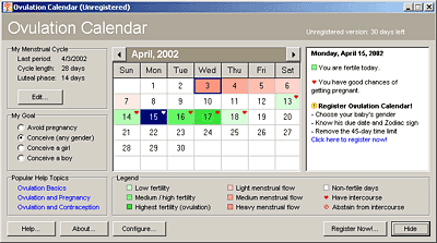 Ovulation Calendar Screenshot