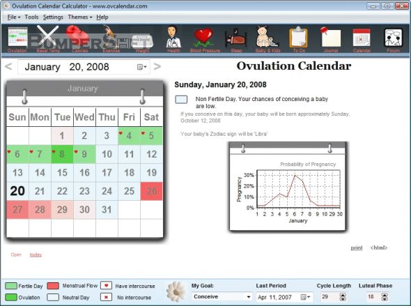 Ovulation Calendar Calculator Screenshot