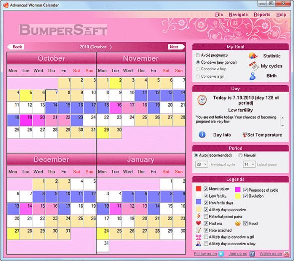 Advanced Woman Calendar Screenshot