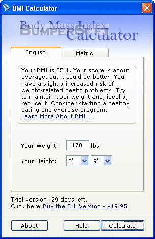 BMI Calculator (Body Mass Index Calculator) Screenshot