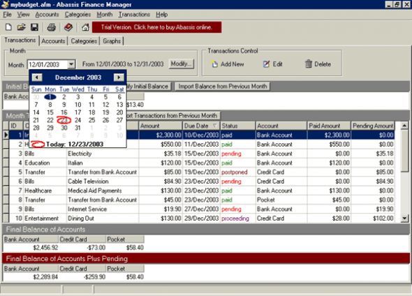 Abassis Finance Manager Screenshot