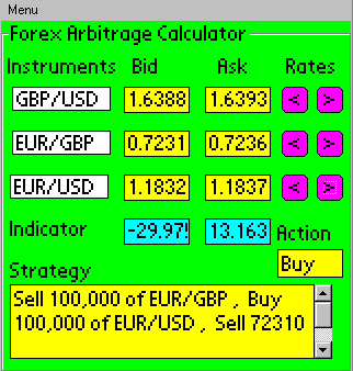 Forex Arbitrage Calculator Screenshot